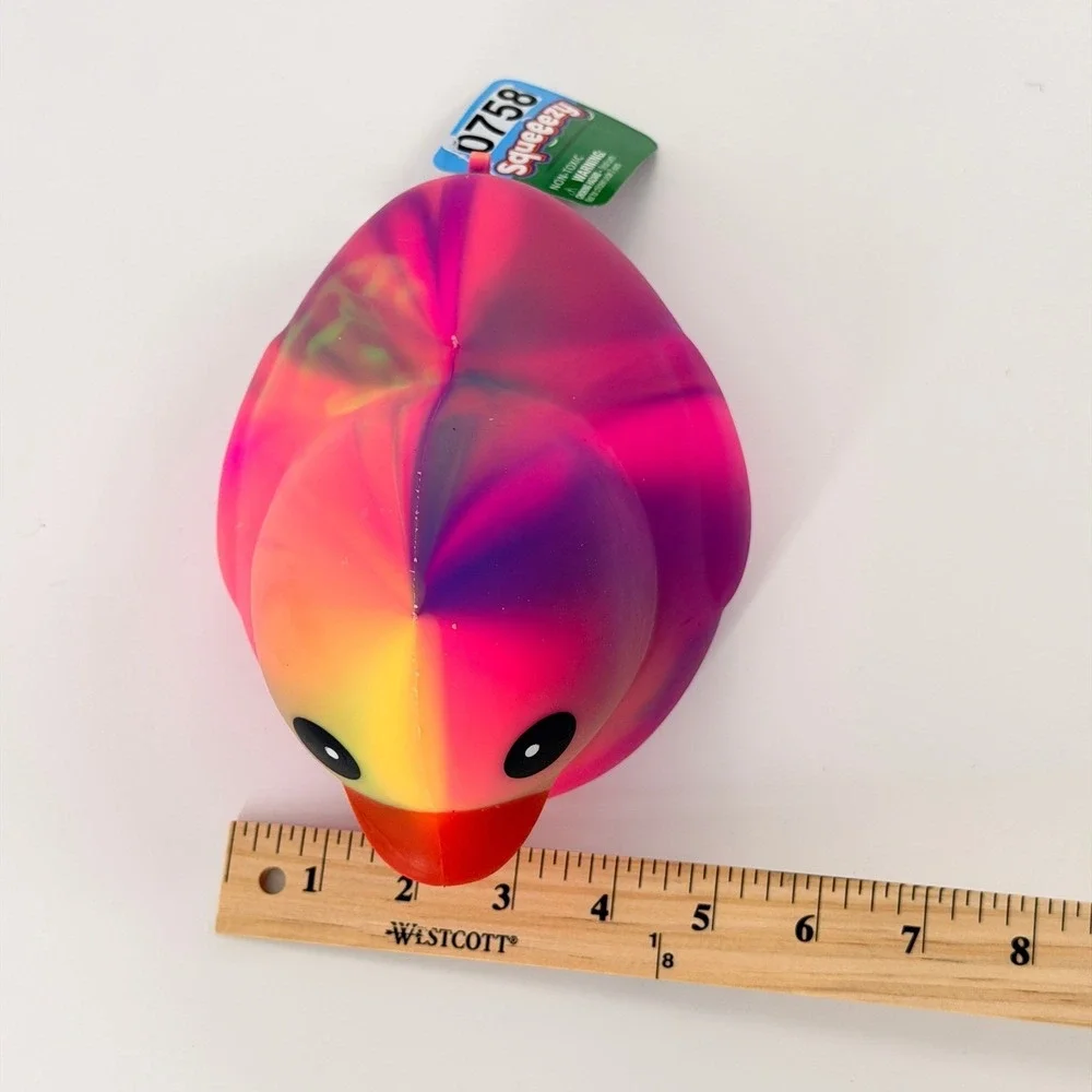 Toymendous Squeeezy Rubber Duck Kids OS Pnk Yellow Purple Marble Sensory Toy NWT